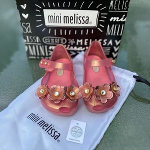 Mini Melissa Pink Flower Pearl Swarovski Shoes